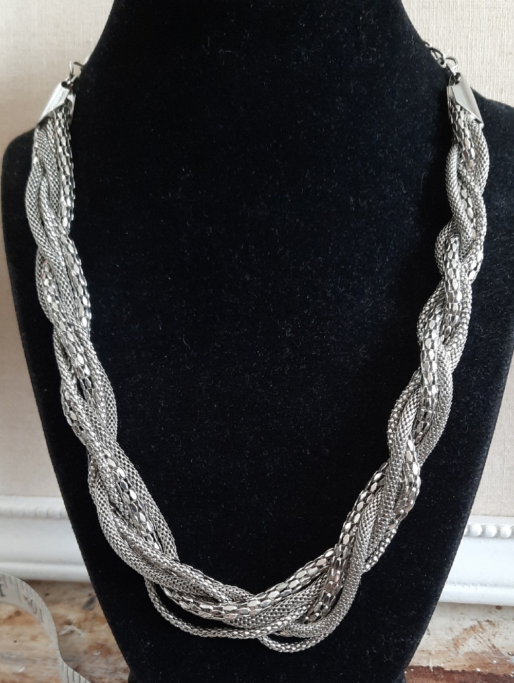 Silvertone Braided Multi-Chain Necklace